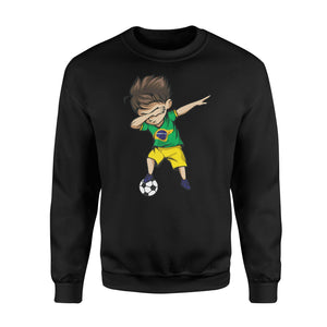 Dabbing Soccer Boy Brazil Jersey  - Brazilian Football Sweatshirt