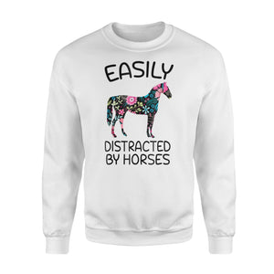 Easily Distracted By Horses Flower Gift For Women Sweatshirt