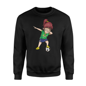 Dabbing Soccer Girl Brazil Jersey - Brazilian Football Sweatshirt