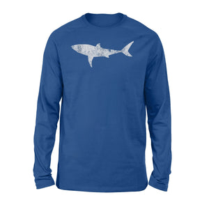 Aquatic Retro Distressed Oceanic Shark Long Sleeve T-Shirt