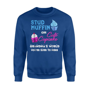 Grandma's Stud Muffin Or Cute Cupcake Gender Reveal Sweatshirt