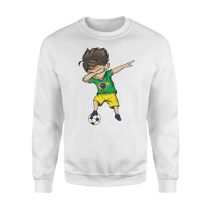 Dabbing Soccer Boy Brazil Jersey  - Brazilian Football Sweatshirt