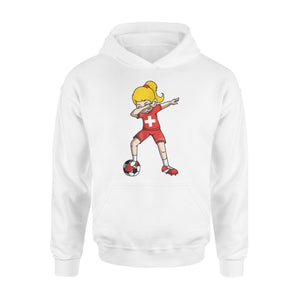 Dabbing Soccer Girl Switzerland Football Hoodie