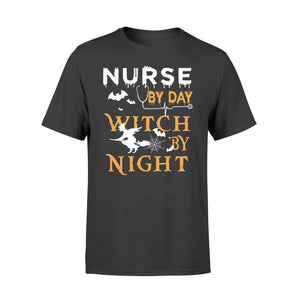 Funny Nurse By Day Witch By Night Halloween  T-Shirt