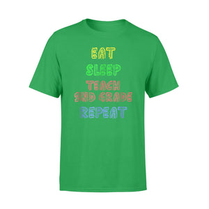 Colorful Eat Sleep Teach Second Grade Repeat Crayon T-Shirt