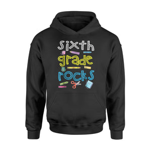 Book Pen Crayon Rule Emotion Face Sixth Grade Rock Hoodie