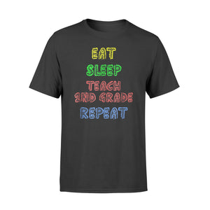 Colorful Eat Sleep Teach Second Grade Repeat Crayon T-Shirt
