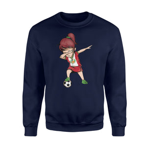 Dabbing Soccer Girl Peru Jersey - Peruvian Football Sweatshirt