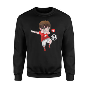 Dabbing Soccer Boy Switzerland Football  Swiss Gift Sweatshirt