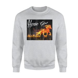 Funny Cute Flaming Fiery Fire Horse Girl Sweatshirt