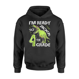 I'm Ready To Rock 4th Grade Dinosaur  Kids Boys Hoodie