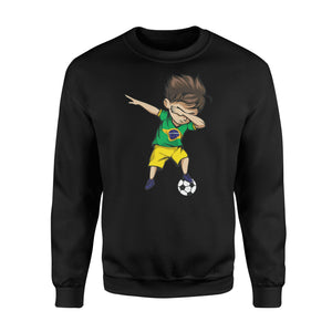 Dabbing Soccer Boy Brazil Jersey  - Brazilian Football Sweatshirt