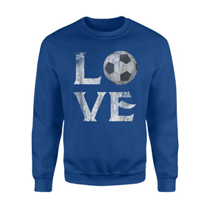 I Love Soccer   Tee Heart Ball Match Team Emoji Gift  Fleece Sweatshirt