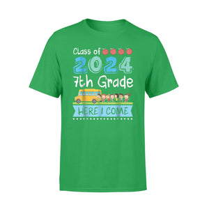 Cute Bus Boy Girl Class Of 2024 7th Grade Here I Come T-Shirt