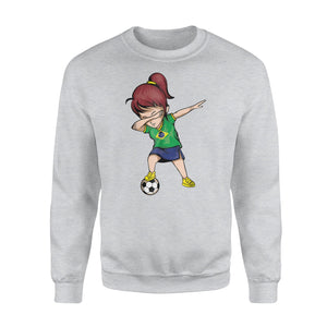 Dabbing Soccer Girl Brazil Jersey - Brazilian Football Sweatshirt