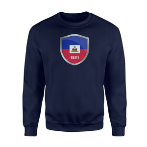 Haiti Flag Badge Soccer Fans Jersey Distressed Sweatshirt