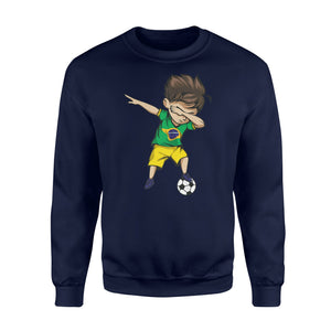 Dabbing Soccer Boy Brazil Jersey  - Brazilian Football Sweatshirt