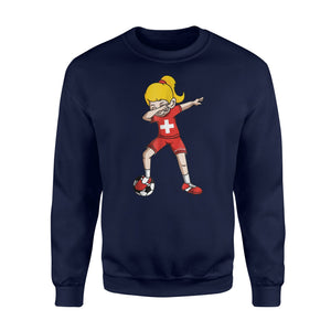 Dabbing Soccer Girl Switzerland Football Sweatshirt