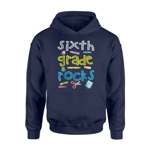 Book Pen Crayon Rule Emotion Face Sixth Grade Rock Hoodie