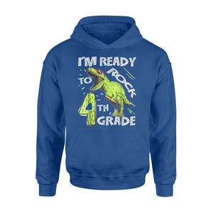 I'm Ready To Rock 4th Grade Dinosaur  Kids Boys Hoodie