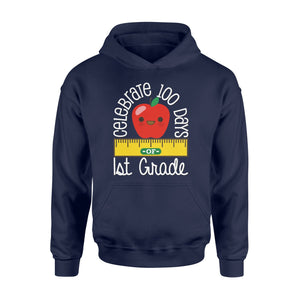 Happy 100th 100 Days Of 1st First Grade   Apple Ruler  Hoodie