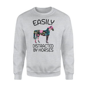 Easily Distracted By Horses Flower Gift For Women Sweatshirt