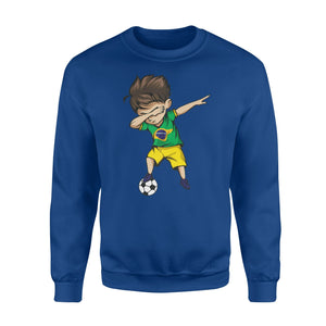 Dabbing Soccer Boy Brazil Jersey  - Brazilian Football Sweatshirt