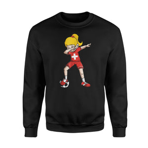 Dabbing Soccer Girl Switzerland Football Sweatshirt