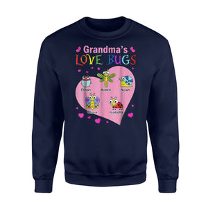 Grandmas Love Bugs Ethan Aiden Noah Olivia Isabella Sweatshirt