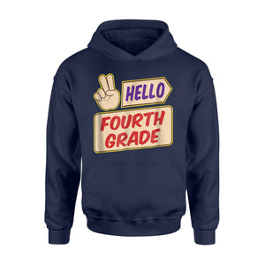 Hello Fourth Grade Peace Sign Student  Hoodie
