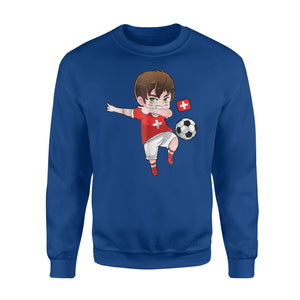 Dabbing Soccer Boy Switzerland Football  Swiss Gift Sweatshirt