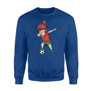 Dabbing Soccer Girl Morocco Jersey - Moroccan Football Sweatshirt