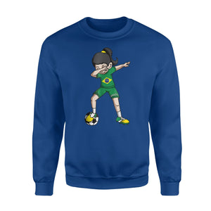 Dabbing Soccer Girl Fan Brazil Football Sweatshirt