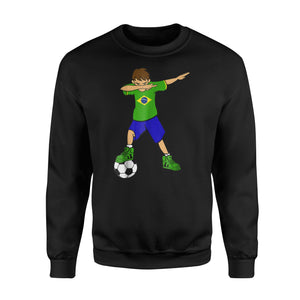 Dabbing Soccer Boy Brazil Brazilian Football Boys Sweatshirt