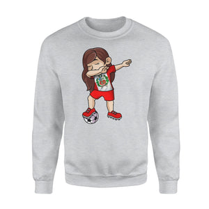 Dabbing Soccer Girl Peru Jersey - Peruvian Football Sweatshirt