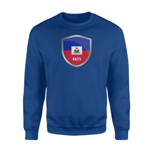 Haiti Flag Badge Soccer Fans Jersey Distressed Sweatshirt