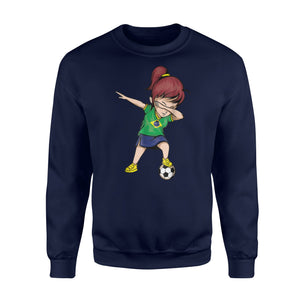 Dabbing Soccer Girl Brazil Jersey - Brazilian Football Sweatshirt