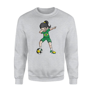 Dabbing Soccer Girl Fan Brazil Football Sweatshirt