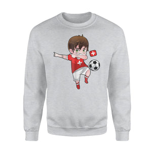 Dabbing Soccer Boy Switzerland Football  Swiss Gift Sweatshirt